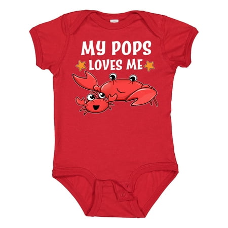 

Inktastic My Pops Loves Me- Cute Crab Family Gift Baby Boy or Baby Girl Bodysuit