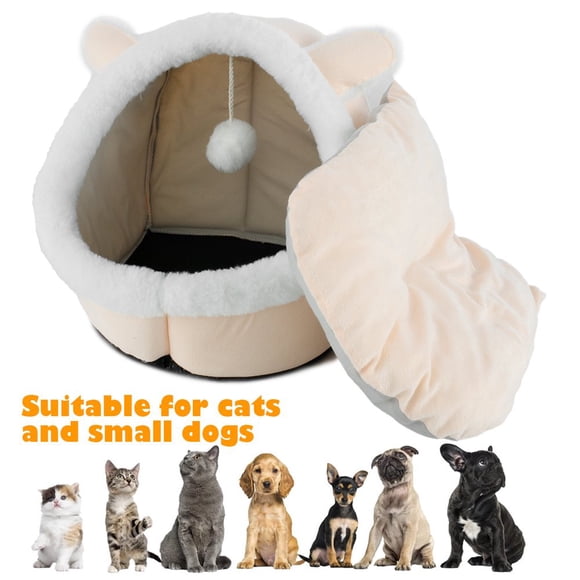 Lit pour Chat pour Chats d'Intérieur Tente pour Animaux de Compagnie Grotte Lit pour Chat Semi-Fermé avec Jouet Suspendu Maison de Chat Chiot Lit pour Animaux de Compagnie pour Petits Chiens Chiot Chats Chaton Lapin