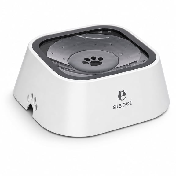CLOUDREST PRO No-Spill Pet Water Bowl, Slow Water Feeder, No-Slip Pet Water Dispenser 35oz Feeder Bowl for Dogs and Cats White