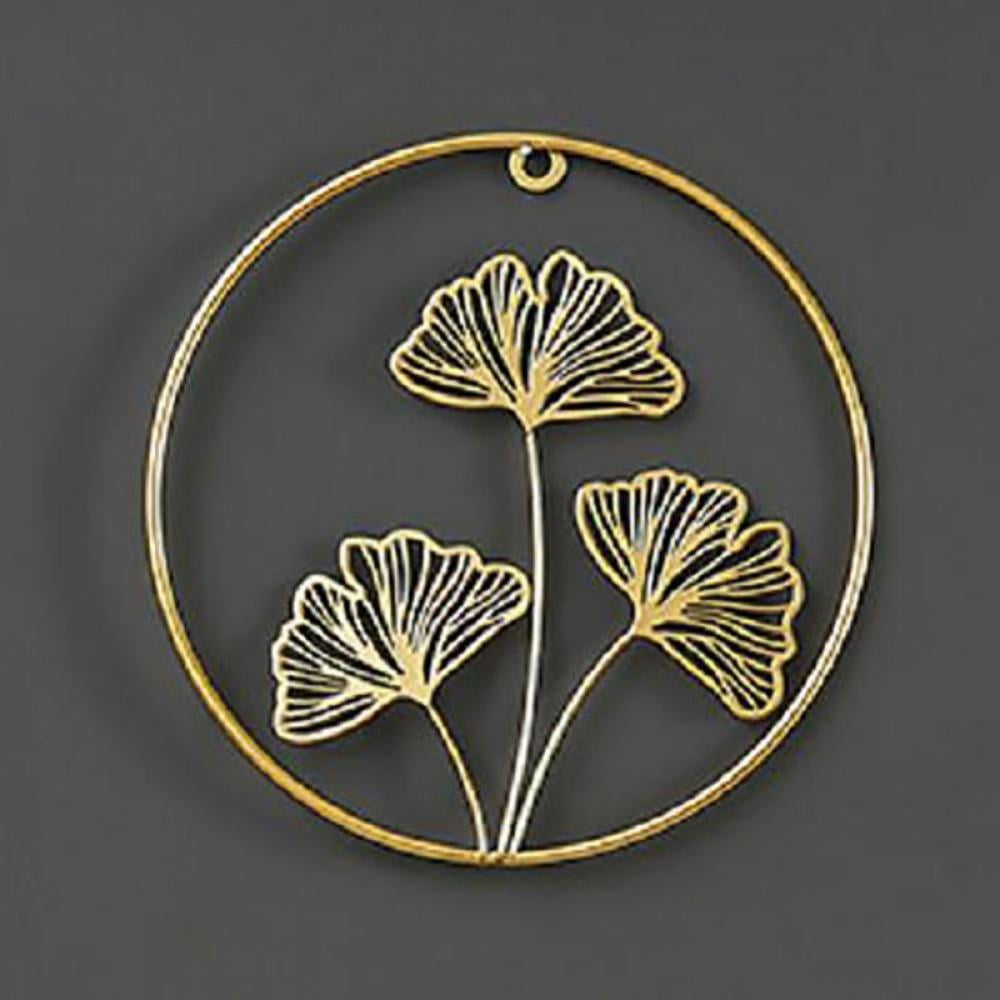 Gold Wall Decor, Golden Ginkgo Leaves Metal Wall Decor with Frame, Gold