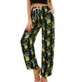 thumbnail image 5 of YIFUNIN Women's Printed Cotton Linen Wide Leg Pants with Pockets, Casual Flowy Trousers for Bohemian Style, Lightweight Summer Wear,Yellow L, 5 of 6