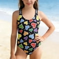thumbnail image 2 of Piuwrlz 9-10 Years Girls Swimsuit Teen Swimming Suit Sets Round Neck School Uniform T Shirt Black Size 9-10 Years, 2 of 8