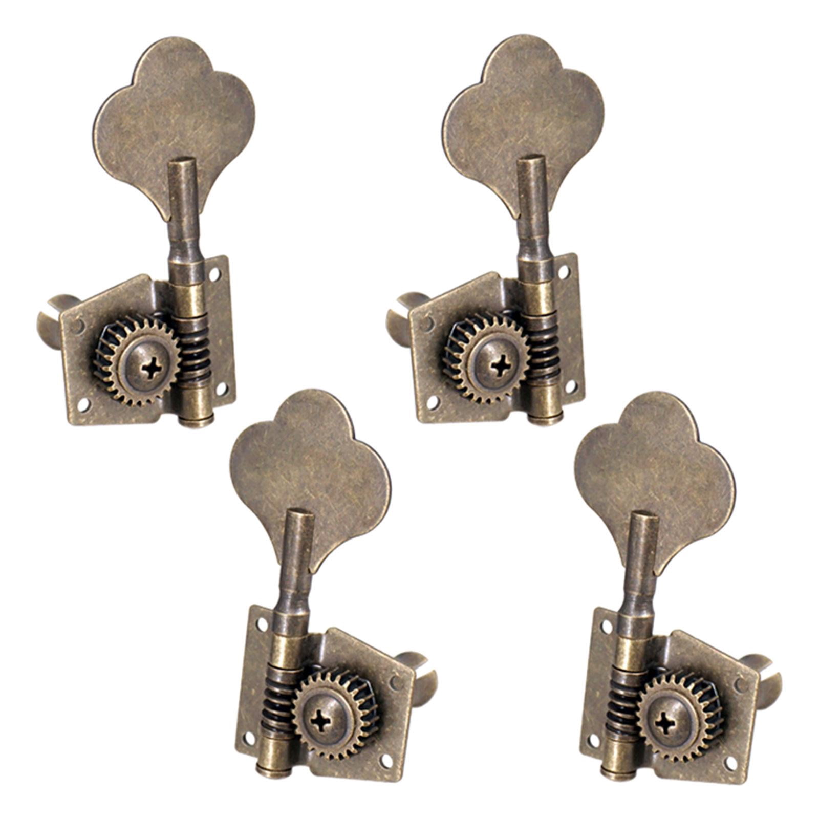 LeeQinersw 4 Open Bass Tuning Pegs Electric Bass Tuning Pegs Machine Heads Knobs Metal Bass 2L2R Bronze