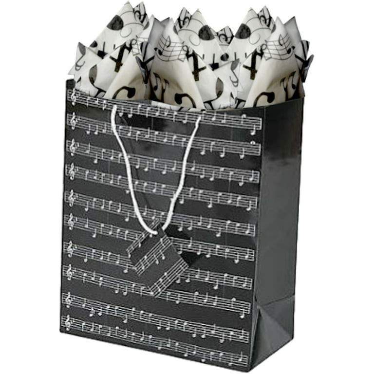Tissue Paper with Music Note Designs Printed Tissue Paper for Gift Wrapping 24 Decorative Sheets 20 inch x 30 inch, Size: 20 x 30, Black