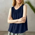 thumbnail image 6 of Women's Plain Sleeveless Tank Top Summer Oversized Crew Neck Basic Tee Tank Flowy Casual Boho Beach Vacation Tops Navy, 6 of 7