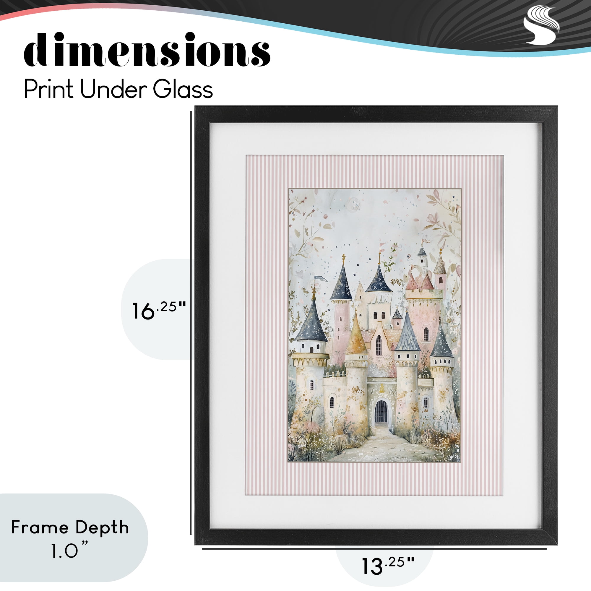 Stupell Industries Enchanted Dreams Castle Black Framed Print Under Glass, design by Christine Simpson Art