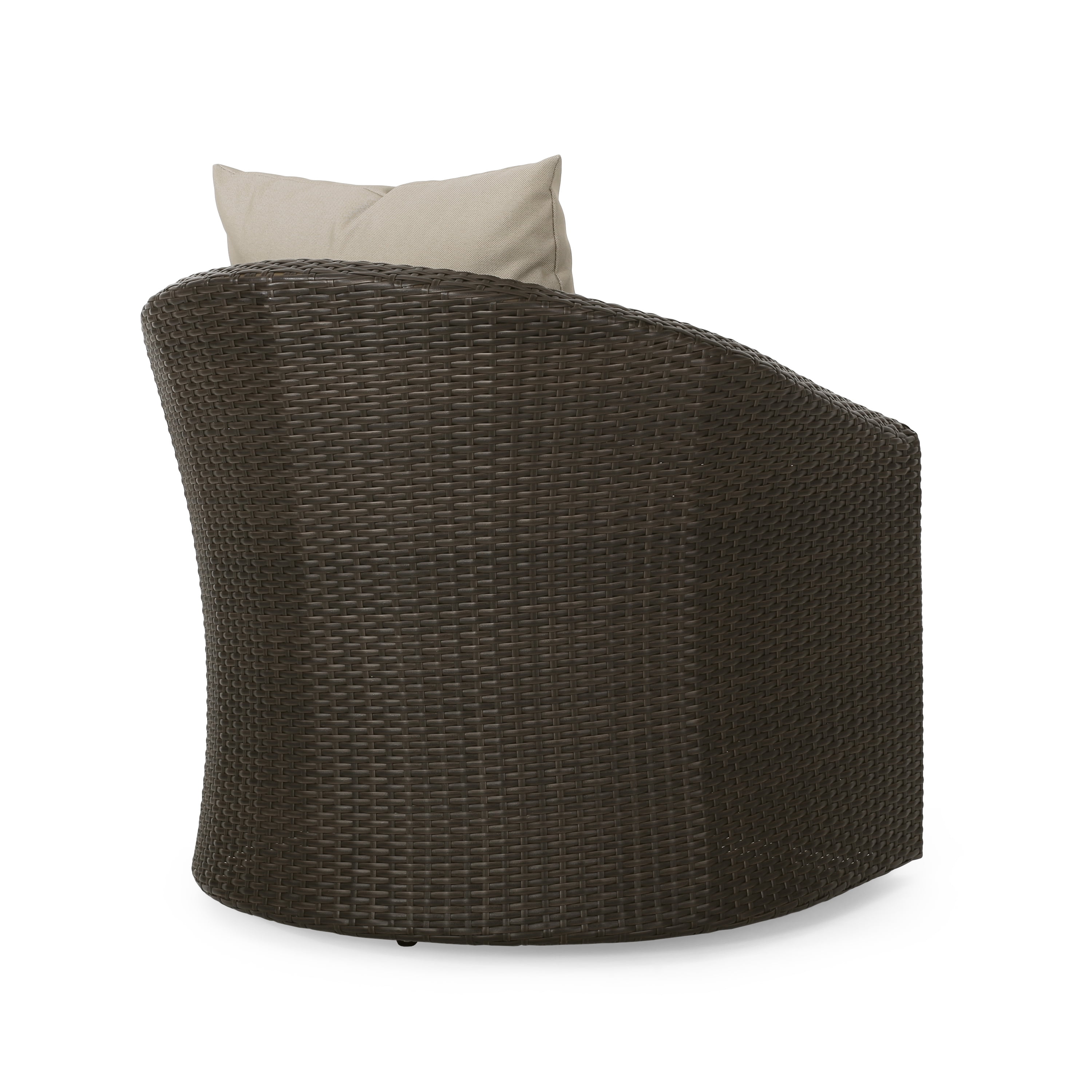 Swivel Chair, Outdoor Aluminum Frame Wicker Rotatable Chair for Patio Garden, Brown and Beige