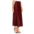 thumbnail image 5 of Women’s Satin Midi Skirt High Waist Side Slit Elegant Straight Fit Skirt Lightweight Silky Fabric Suitable for Daily Wear Wine S, 5 of 7