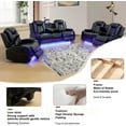 thumbnail image 5 of Luxurious Black Leather Sectional Sofa Set with LED Lights, Cup Holders, USB Port - Power Recliner & Storage Consoles Modern Style Comfortable Living, 5 of 14