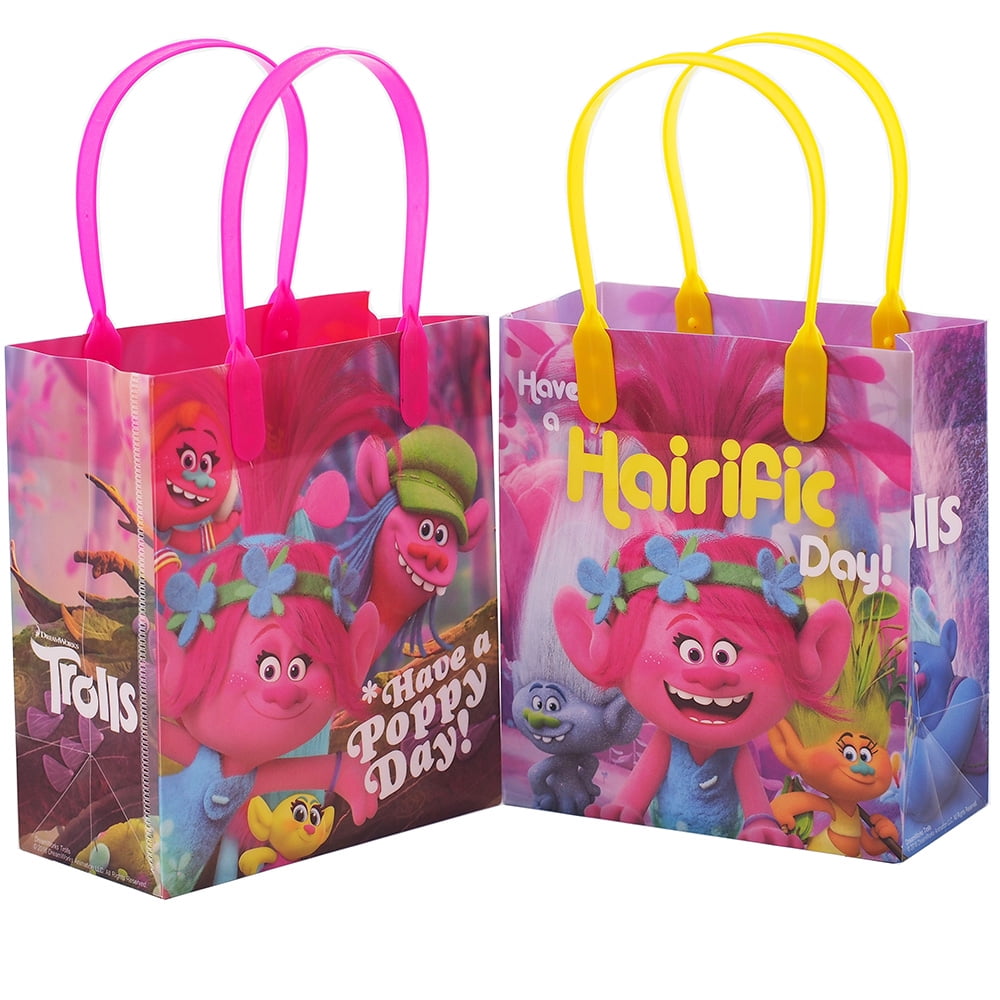 ANGOLIO 50Pcs Trolls Plastic Bag Candy Treat Bags Party Supplies Bags Goodie Bags Trolls Birthday Party Decorations Pack Loot Bags for Birthday Parties Celebrations Rewards Treats for Boys Girls kids