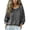 Dark Gray, variant on Women's Button Down Linen Shirt, Japanese-Inspired Relaxed Oversized 3/4 Sleeve Top, Crewneck Casual Blouse for Beach Cover Up, Vacation, Spring and Daily Wear Brown M