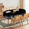 thumbnail image 2 of Christmas Tablecloth 60×84 Inch Oval, Floral Leaf Black Washable Table Cover for Party Picnic Dinner Decor, 2 of 6