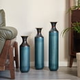 thumbnail image 5 of YIQMI Teal Blue Torch‑Fired Floor Vase Set of 3 Metal Tall Vases 28/24/20 in for Living Room, Bedroom, Coastal Boho Decor, 5 of 10
