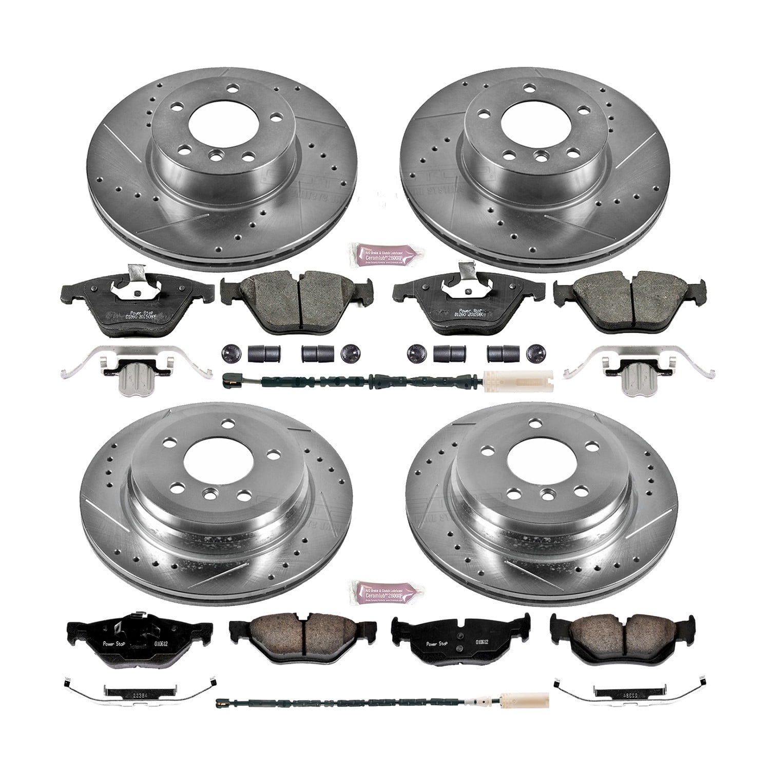 Power Stop Front and Rear Ceramic Brake Pad and Drilled & Slotted Rotor Kit K7024