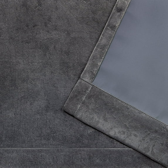 Exclusive Home Antique Shantung Twill Woven Brushed Window Curtain Panel Pair with Grommet Top, Black Pearl, 52x84