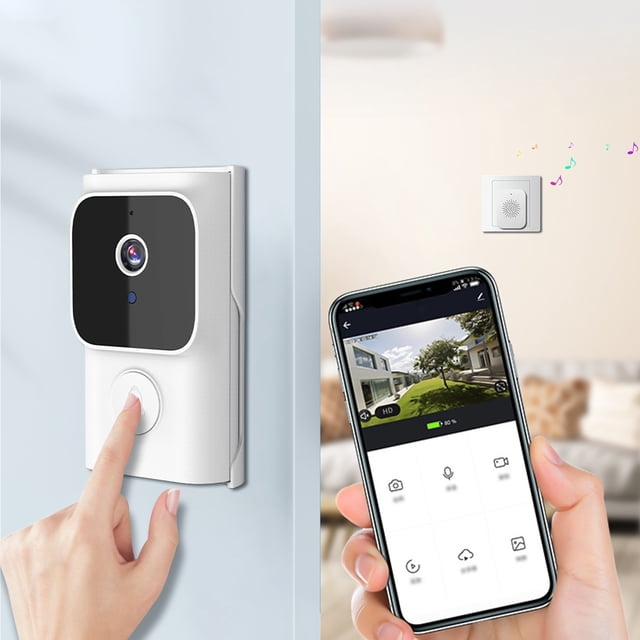 COFEST Smart Doorbell, Smart Wireless Remote Video Doorbell Intelligent Visual Doorbell, Home HD Night Vision Wifi Security Door Doorbell White