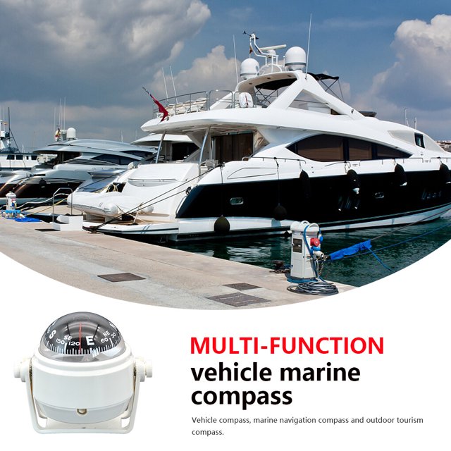 Maoww 1 Set Boat Compass Direction Display Equipment Practical Simple Navigation Tools Sailing Tool with Clear Displaying for Outdoor White