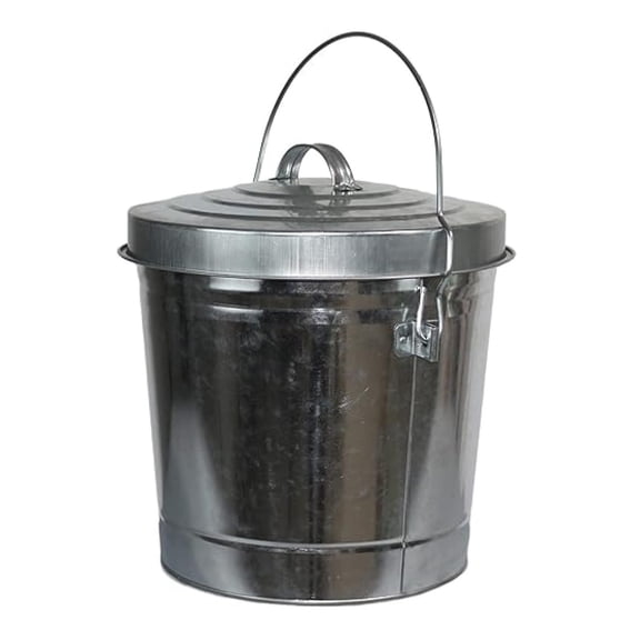 Small Galvanized Trash Can with Lid Locking 6 Gallon