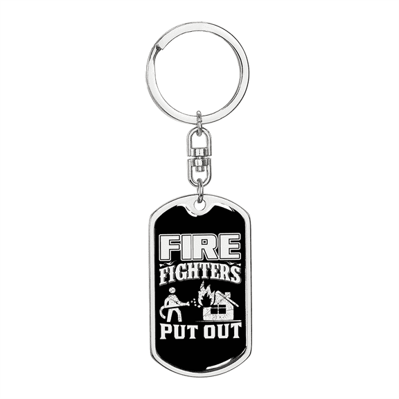 Firefighters Put Out Fire Stainless Steel or 18k Gold Premium Swivel Dog Tag Keychain