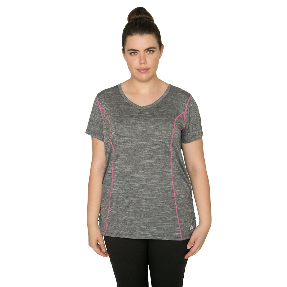 RBX RBX Active Women's Plus Space Dye Short Sleeve VNeck Tee Shirt