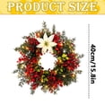 thumbnail image 3 of Wreaths for Front Door, Lighted Christmas Pine Wreath With White Poinsettia & Red Berries, Artificial Seasonal Hanging Ornament For Front Door Wall Porch Holiday Decor, 3 of 4