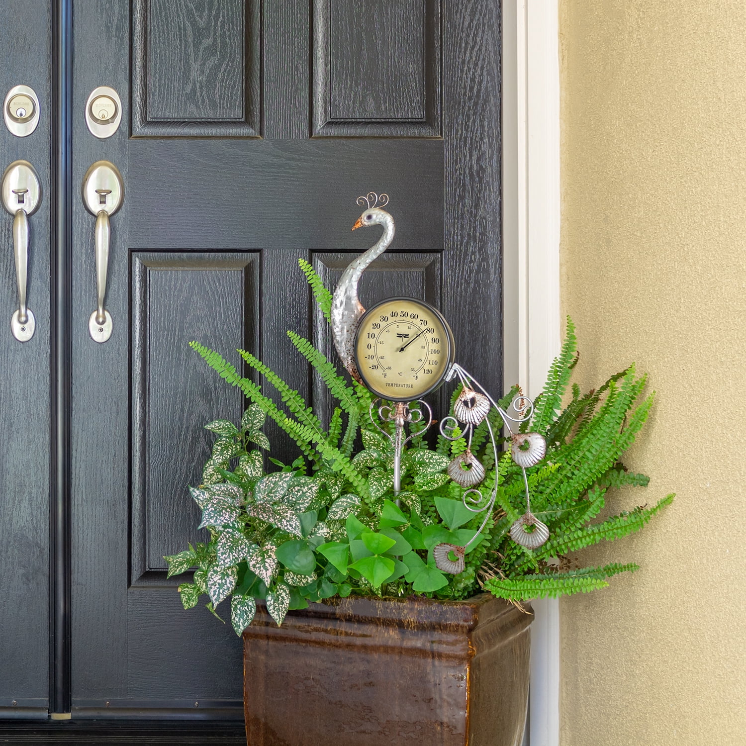 Poolmaster Outdoor Thermometer Garden Stake and Backyard Décor - Peacock