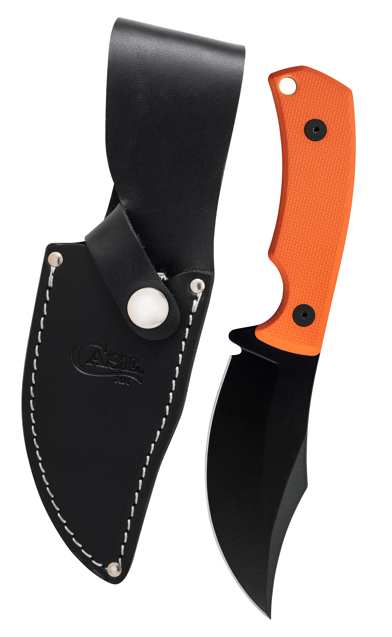 Case XX Knives CT3 Hunter Textured Orange G-10 Black 1095 Carbon Steel Fixed Blade