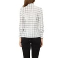 thumbnail image 3 of Allegra K Women's Work Button Front Shirt Tie Neck Smocked Cuffs Grid Graph Check Long Sleeves Blouse, 3 of 6