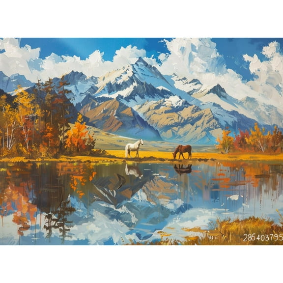 Natural Landscape of Lake Mountain Autumn Tree 5D Diamond Art Painting by Number Kits for Adults DIY Paint with Round Full Drill Diamond Gems Painting Art Craft for Home Wall Decor 11.8x15.8in(2)