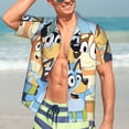 thumbnail image 3 of Lsque Bluey Pattern Hawaiian Shirt for Men Unisex Summer Beach Casual Short Sleeve Cotton Linen Button Down Shirts-Medium, 3 of 6