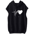 thumbnail image 4 of WEIYLL Ladies Summer Tops Plus Size Loose Letter Print Hooded Sweat Short Sleeve Black Top Sizes XXXL, 4 of 7