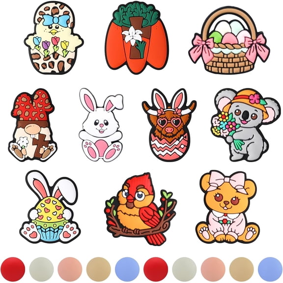 Easter Themed Silicone Bead, 20Pcs Focal Beads for Pens Easter Theme Beads Cute Animals Shaped Silicone Beads for Necklace Keychain Making