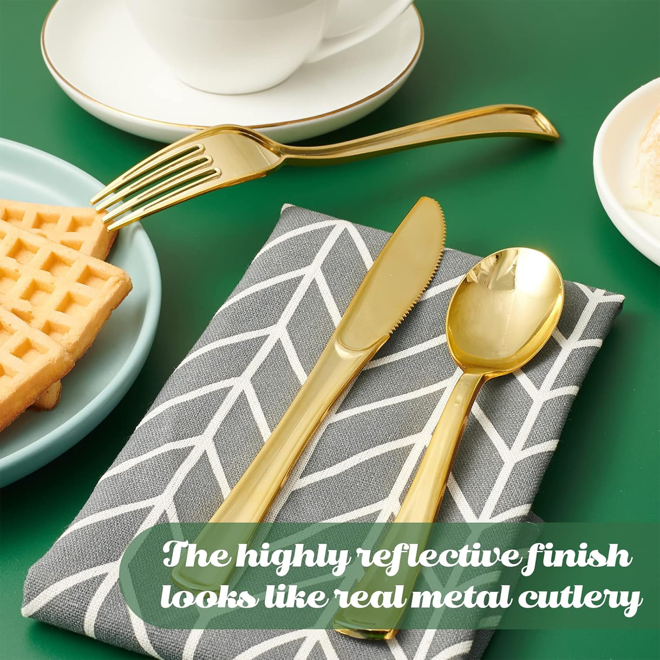 Jolly Chef Gold Plastic Silverware Set, 150-Piece photo 5