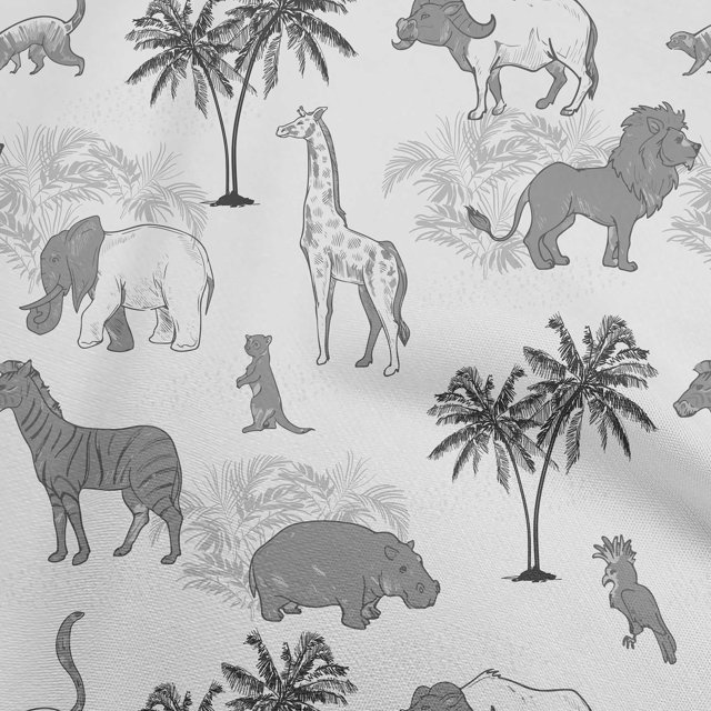 oneOone Georgette Viscose Gray Fabric Tropical Animal Sewing Craft Projects Fabric Prints By Yard 42 Inch Wide