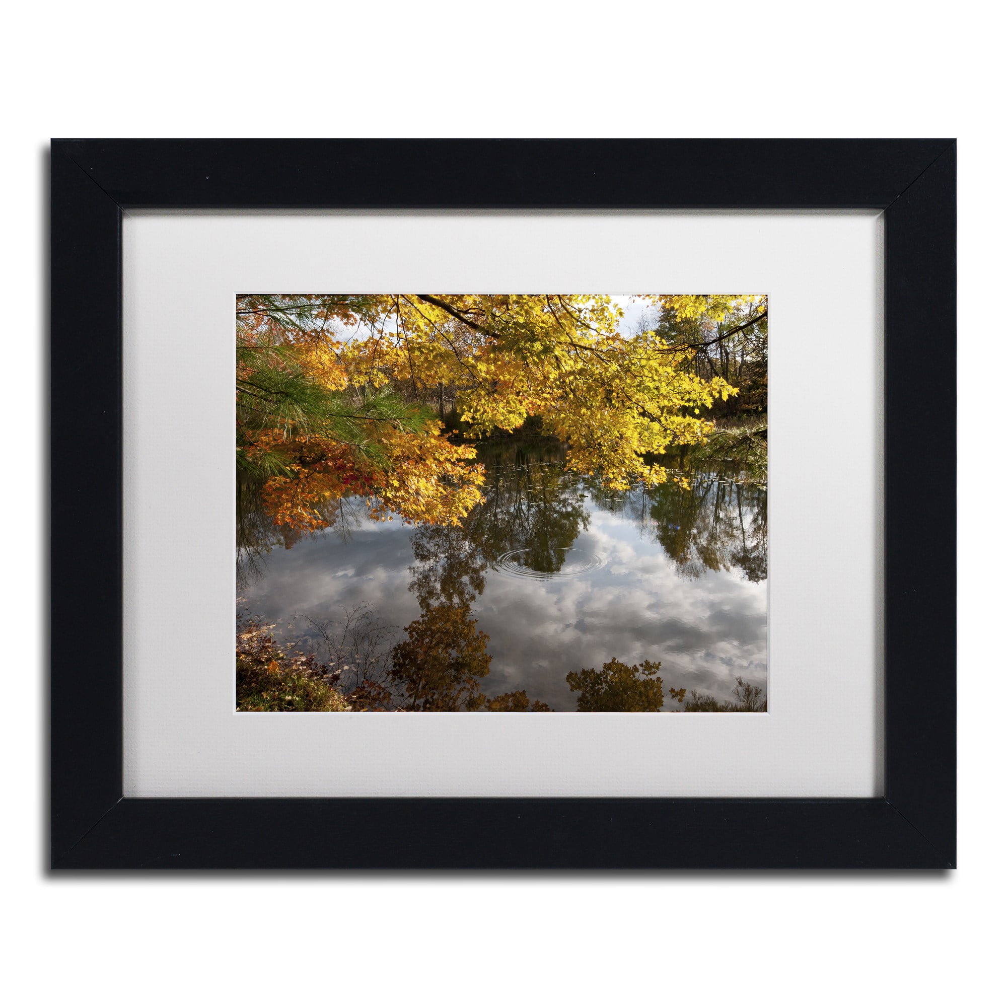 Trademark Fine Art "Kendal Lake Autumn" Canvas Art by Kurt Shaffer White Matte, Wood Frame