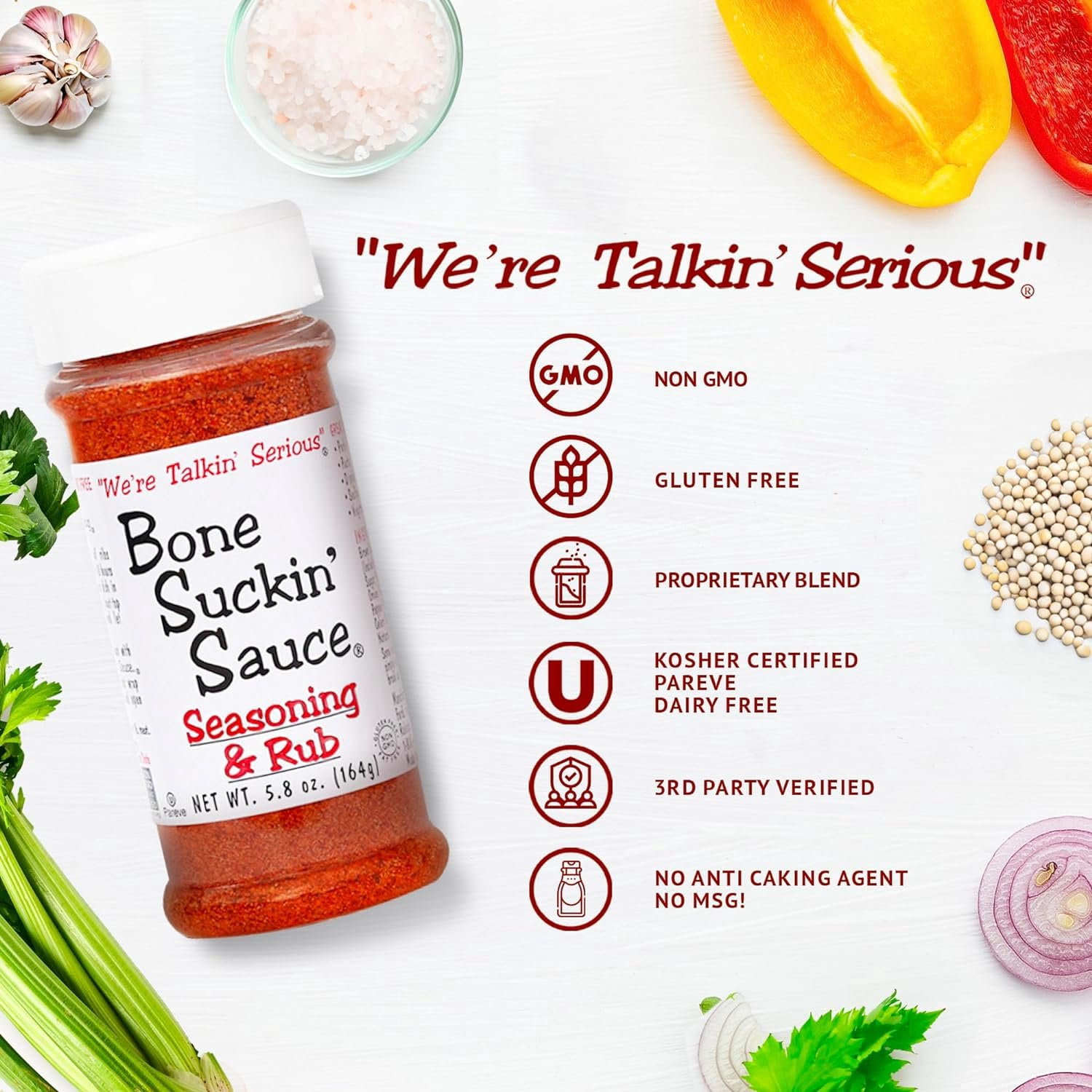Bone Suckin Seasoning & Rub, Spices & Seasoning 5.8 oz
