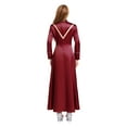 thumbnail image 2 of Choomomo Women Minister Preacher Church Clergy Robe Long Sleeve Cross Metallic Shiny Tunic Dress for Performance Burgundy 3XL, 2 of 5