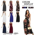 thumbnail image 6 of Asklazy Women Sleeveless Deep V Neck Loose Plain Long Maxi Casual Dress,US Size,XXL,F Brown Floral Black, 6 of 13