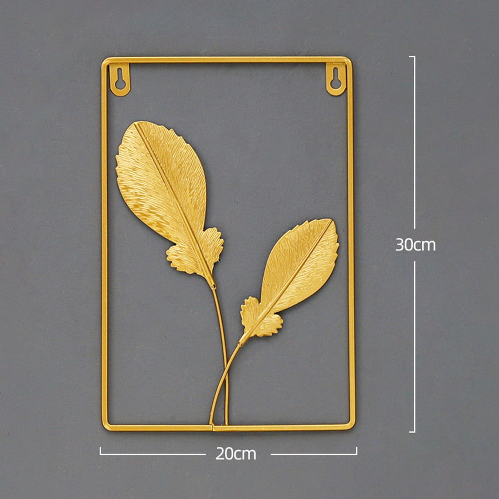 Metal Maple Ginkgo Leaves Wrought Iron Hanging Ornament Golden Home Wall Decor 