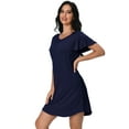 thumbnail image 3 of FEREMO Womens Nightgown Flared Short Sleeve Nightshirt V Neck Comfy Sleepshirt Casual Sleepwear, 3 of 6