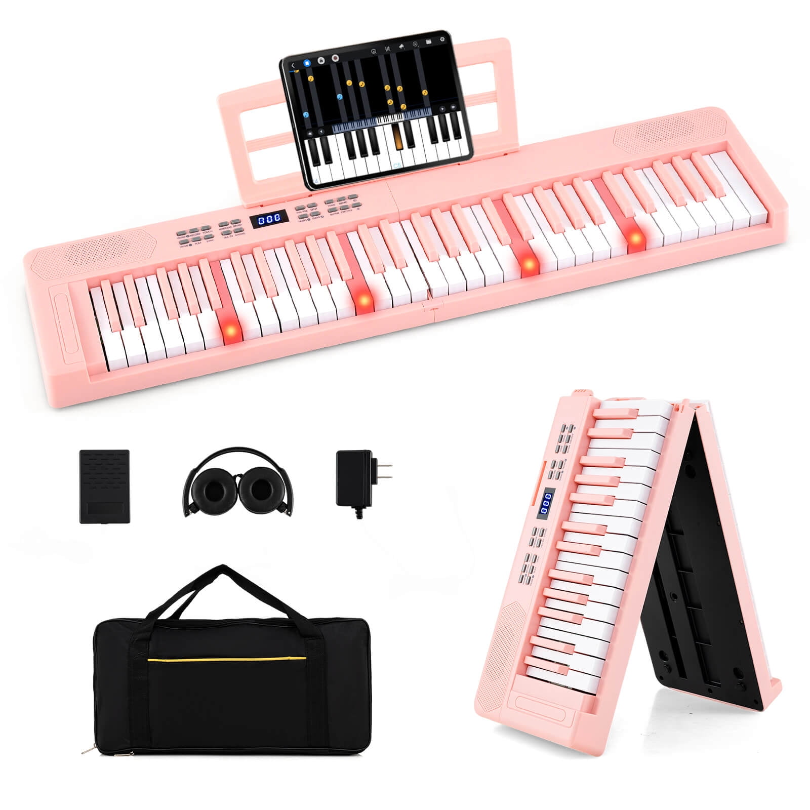 Gymax 61 Key Electric Compact Full Size Folding Piano Semi