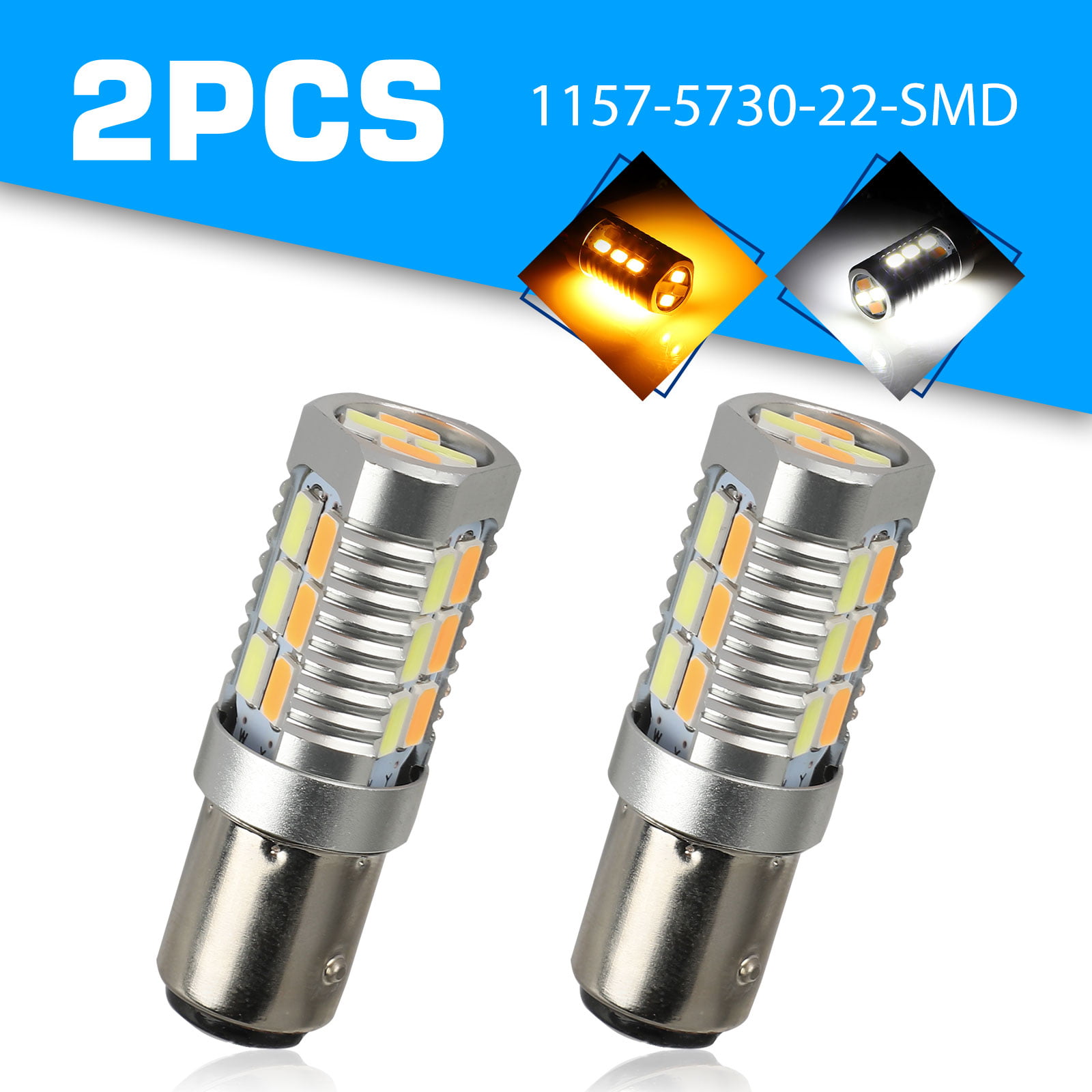 1157 1154 2057 2357 2397 1016 7528 Chrome BAY15D Light Bulbs Amber 2pcs