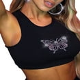 thumbnail image 3 of Women‘Scasual Crewneck Sleeveless Butterfly Vests Crop Tank Tops, 3 of 6