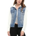 thumbnail image 5 of Día de San Patricio Chaqueta Vaquera Con Capucha Y Cordones En Capas Para Mujer Con Bolsillos Cielo azul XXX-Large, 5 of 5