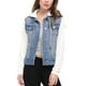 thumbnail image 5 of Día de San Patricio Chaqueta Vaquera Con Capucha Y Cordones En Capas Para Mujer Con Bolsillos Cielo azul XXX-Large, 5 of 5