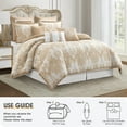 thumbnail image 6 of Lanco Beige and Gold Comforter Set Queen Size, 9 Piece Jacquard Floral Bedding Set, All Season, Ultra-Soft, Matching Pillows & Shams, Bed Skirt, 6 of 7