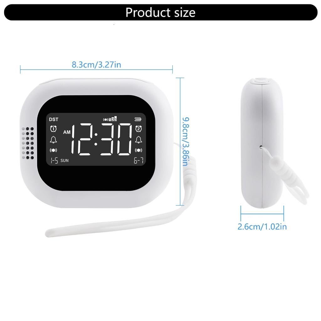 WE-POLUJ Rechargeable Vibrating Alarm Clock with Adjustable Vibration Level and Sound 2 Alarm Snoozes Function for Heavy Sleepers