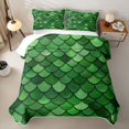 thumbnail image 2 of Manfei Fish Scale Quilt King, Vibrant Mermaid Princess King Coverlet Set, Green Lime, 3 Pieces, 1 Bedspread and 2 Pillowcases, 2 of 7