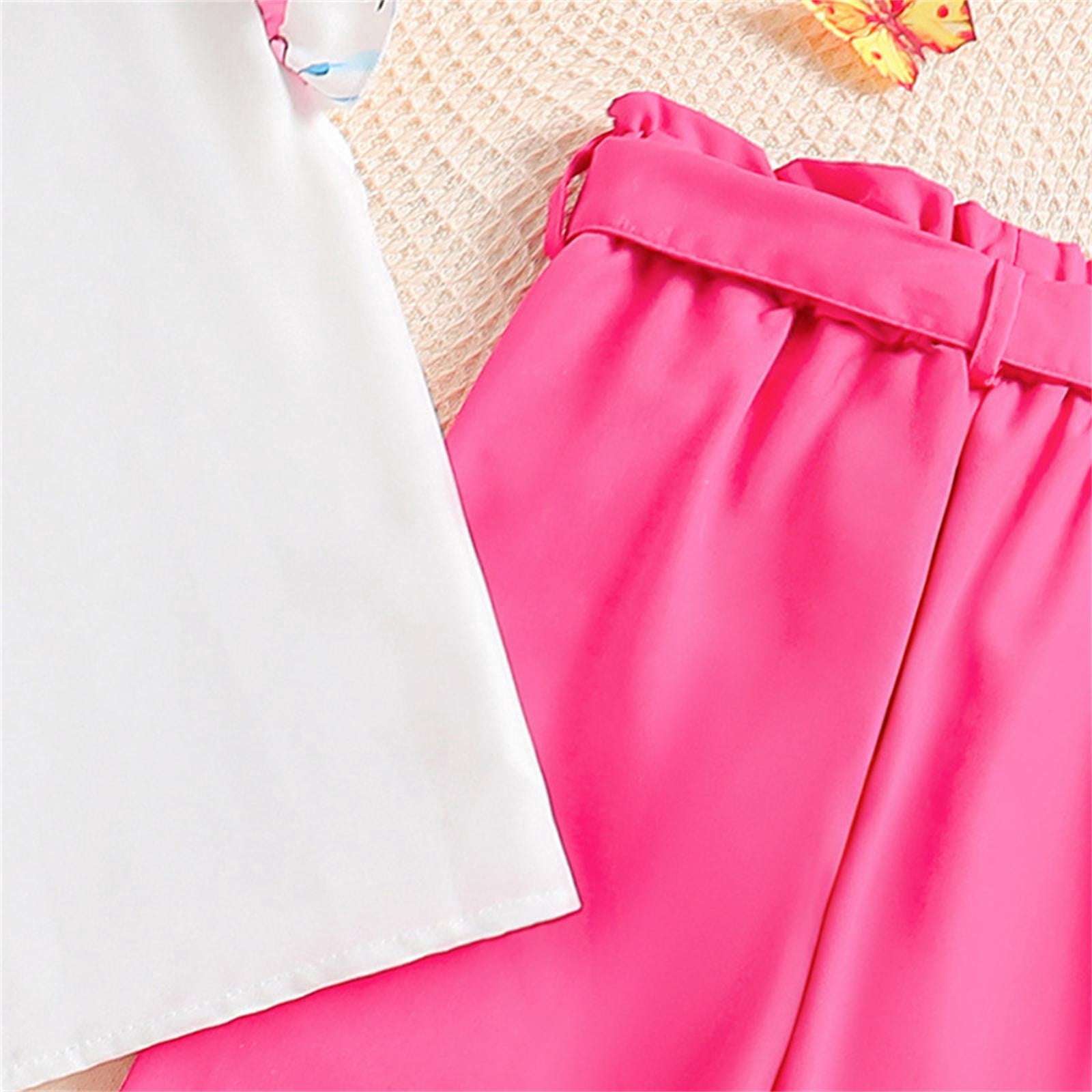 Outfits For Little Girls Summer Clothing New Flying Sleeve Top And Pants Suit Outdoor Wear Outfit Suit 7 Years-8 Years
