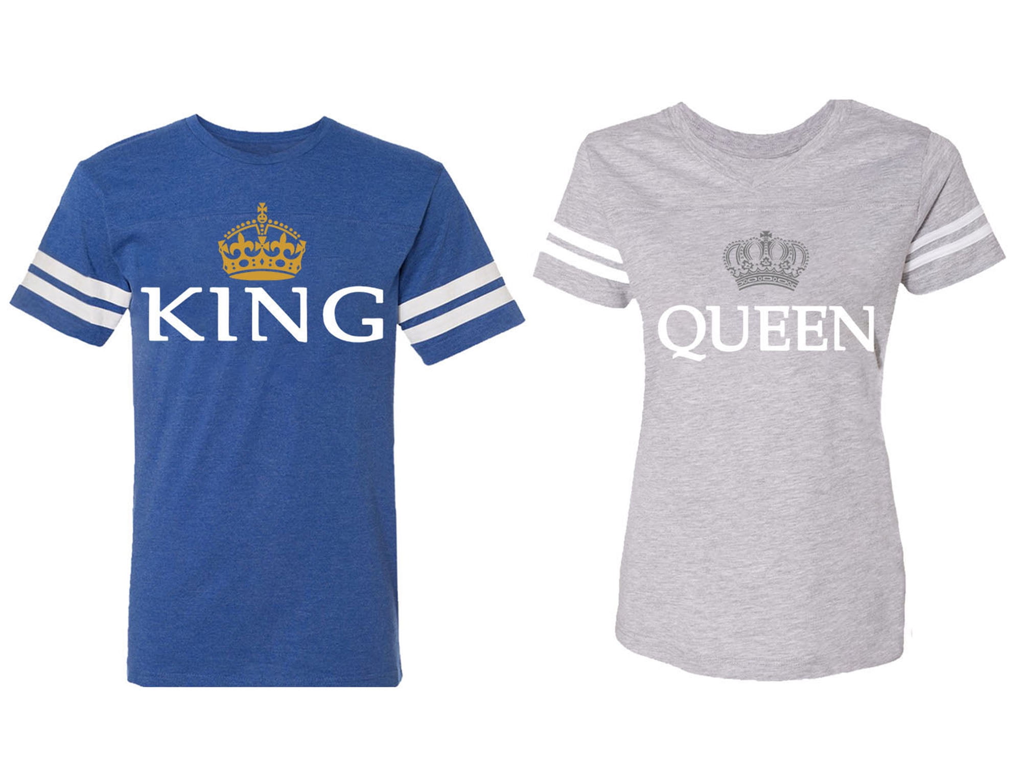 King Queen Old Matching Couple Cotton Jerseys (Men Royal / Women